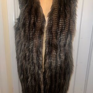 Chico's Black and Brown Faux Fur Vest